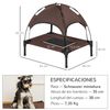 Cama Mascotas De Metal Oxford Tafetán Pawhut 61x46x62 Cm - Café