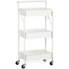 Carrito Auxiliar Plegable De Acero Abs Homcom 43x31x89 Cm-blanco