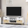 Mueble Tv De Melamina De Madera Homcom 120x40x44,5 Cm-blanco Y Roble