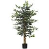 Ficus Artificial De Poliéster Pe Pp Cemento Homcom Ø15x130 Cm-verde