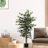 Ficus Artificial De Poliéster Pe Pp Cemento Homcom Ø15x130 Cm-verde