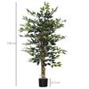 Ficus Artificial De Poliéster Pe Pp Cemento Homcom Ø15x130 Cm-verde