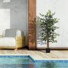 Ficus Artificial De Poliéster Pe Pp Cemento Homcom Ø15x130 Cm-verde