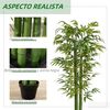 Planta Artificial De Poliéster Bambú Cemento Homcom Ø17x180cm-verde