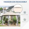 Cenador De Poliéster Metal Galvanizado Nylón 4x4 M-outsunny. Caqui