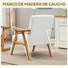 Butaca De Terciopelo Espuma Madera De Caucho Homcom 68x74x82 Cm-crema