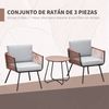 Muebles De Ratán Pe Espuma Plástico Acero 61x64x64cm-outsunny.teca