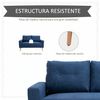 Sofá De Poliéster Espuma Madera De Caucho Homcom 145x76x88 Cm-azul