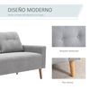 Sofá De Poliéster Espuma Madera De Caucho Homcom 145x76x88 Cm-gris