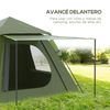 Tienda Campaña Outsunny De Poliéster Fibra Metal 210x210x150 Cm Verde