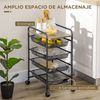 Carrito Multiusos De Melamina Madera Acero Homcom 41,5x31x66 Cm-negro