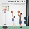 Canasta Baloncesto Sportnow Pc Hdpe Acero, 75x56x210-240cm, Amarillo