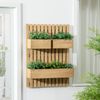 Jardinera De Pared De Madera De Abeto 60x16x80 Cm-outsunny. Natural