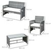 Muebles De Poliéster Ratán Pe Metal 108,5x61,5x76,5 Cm-outsunny. Gris