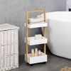 Carrito De Almacenamiento De Bambú Mdf Homcom 28x18x75 Cm-blanco