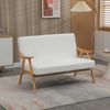 Sofá De Poliéster Espuma Madera De Caucho Homcom 130x74x82 Cm-crema