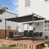 Pérgola De Pared De Poliéster Acero 4x3 M-outsunny. Gris Oscuro