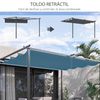 Pérgola De Pared De Poliéster Acero 4x3 M-outsunny. Gris Oscuro