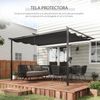 Pérgola De Pared De Poliéster Acero 4x3 M-outsunny. Gris Oscuro