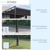 Pérgola De Pared De Poliéster Acero 4x3 M-outsunny. Gris Oscuro