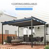 Pérgola De Jardín De Poliéster Metal 4x3 M-outsunny. Gris Oscuro