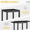 Mesa Extensible Outsunny Aluminio Vidrio Templado 160x80x75 Cm Negro