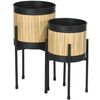 Soportes Para Plantas De Metal Totora Ø16x30 Cm-outsunny. Negro