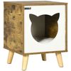 Caseta Para Gatos De Madera Mdf Pino Felpa 34x34x44,5cm-pawhut.marrón