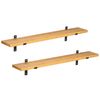 2 Estantes De Pared Homcom De Madera De Pino 90x15x2,5 Cm Marrón