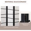 Biombo Homcom Tela No Tejida Madera Paulownia 120x170 Cm Negro Blanco