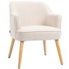 Sillón De Salón Moderno De Lino Espuma Homcom 64,5x65x79,5 Cm Crema