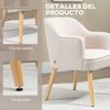 Sillón De Salón Moderno De Lino Espuma Homcom 64,5x65x79,5 Cm Crema