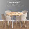 Melamina De Madera Acero Homcom Mesa De Comedor Ø80x76 Cm Natural