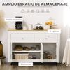 Aparador De Cocina Homcom Melamina De Madera 117x35x80 Cm Blanco