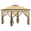 Carpa Plegable Outsunny Tela Oxford Malla Metal 330x330x288 Cm Beige