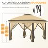 Carpa Plegable Outsunny Tela Oxford Malla Metal 330x330x288 Cm Beige