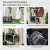 Transportadora Mascotas Pawhut Tela Oxford Aluminio 50x31x37 Cm Gris