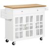 Mdf Vidrio Templado Homcom Carro De Cocina 124,5x39,5x90 Cm Blanco