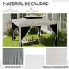 Poliéster Metal 297x297x268 Cm Carpa De Jardín Outsunny Crema