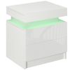 Melamina De Madera Homcom Mesita De Noche Con Led 45x35x52 Cm Blanco