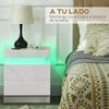 Melamina De Madera Homcom Mesita De Noche Con Led 45x35x52 Cm Blanco