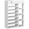 Zapatero 18 Pares Con Compartimento Llave Homcom 80x27x112 Cm Blanco