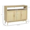 Aparador De Cocina De Melamina Ratán Pino Homcom 120x40x97 Cm Natural