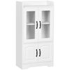 Melamina Madera Mdf Vidrio Homcom Vitrina De Salón 60x30x116cm Blanco