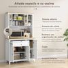 Alacena De Cocina Mueble Auxiliar Mdf Homcom 100x40x180 Cm Blanco