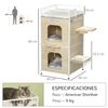 Casa Para Gatos 2 Niveles Pawhut Mdf Acero Felpa 40x40x84cm Natural