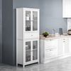 Alacena De Cocina Mdf Vidrio Templado Homcom 74x35,5x181,5 Cm Blanco