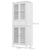 Alacena De Cocina Mdf Vidrio Templado Homcom 74x35,5x181,5 Cm Blanco