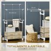 Perchero De Ropa De Madera Acero Inoxidable Homcom 148x42x160cm Beige