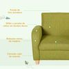 Sillón Infantil Acolchado Reposabrazos Estructura Madera Verde Homcom